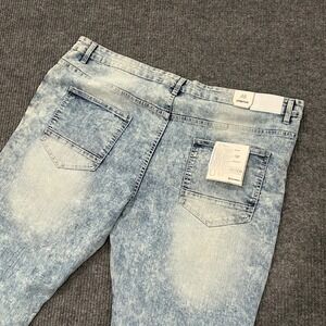 NWT Southpole Mens 46 Acid Wash Jeans Y2K Streetwear Moto Biker Distressed Baggy